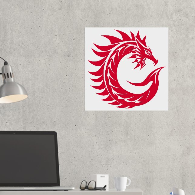 Dragon Styled Letter C, Dragon Alphabet, Monogram Foil Prints (In Situ (Desk 2))
