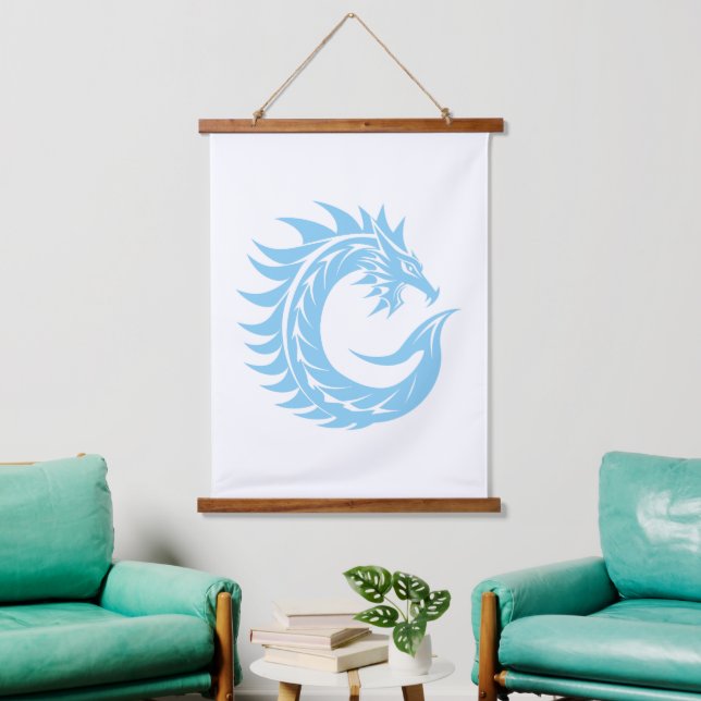 Dragon Styled Letter C, Dragon Alphabet, Monogram Hanging Tapestry (Living Room)