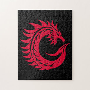 Dragon Styled Letter C, Dragon Alphabet, Monogram Jigsaw Puzzle