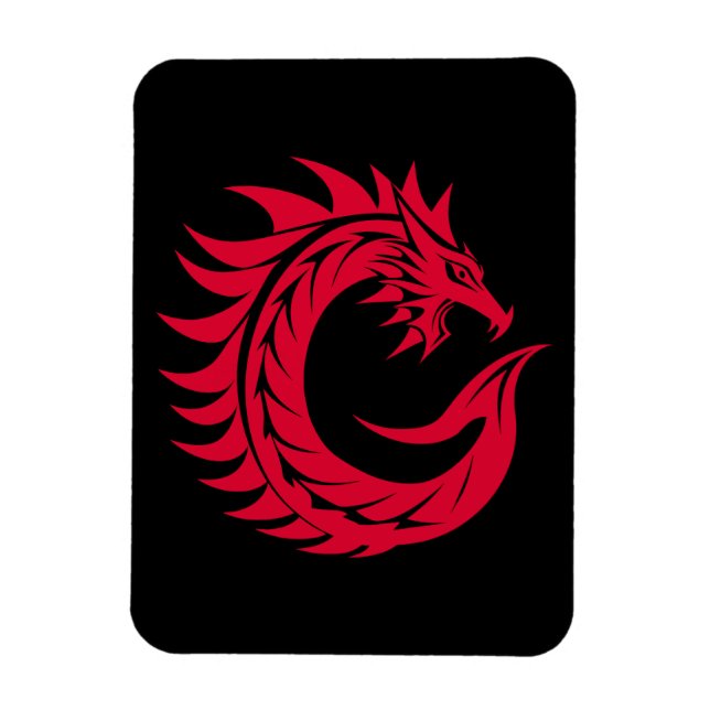 Dragon Styled Letter C, Dragon Alphabet, Monogram Magnet (Vertical)