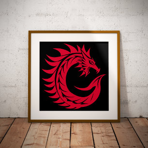 Dragon Styled Letter C, Dragon Alphabet, Monogram Photo Print