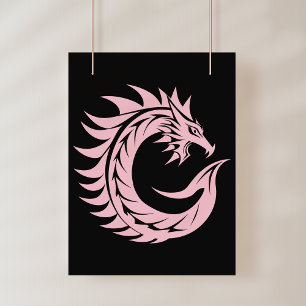 Dragon Styled Letter C, Dragon Alphabet, Monogram Photo Print