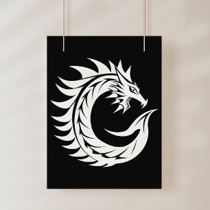 Dragon Styled Letter C, Dragon Alphabet, Monogram Photo Print