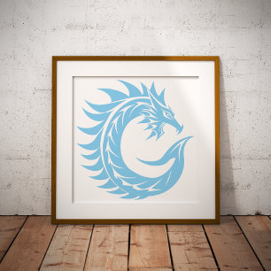 Dragon Styled Letter C, Dragon Alphabet, Monogram Photo Print