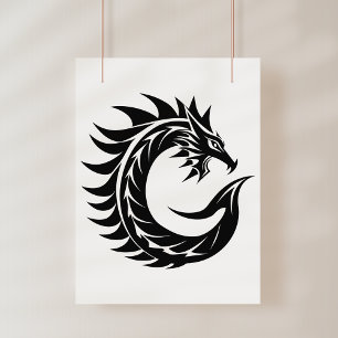 Dragon Styled Letter C, Dragon Alphabet, Monogram Photo Print