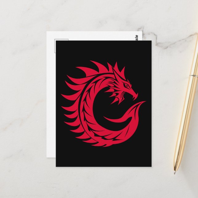 Dragon Styled Letter C, Dragon Alphabet, Monogram Postcard (Front/Back In Situ)