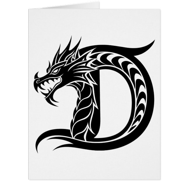 Dragon Styled Letter D, Dragon Alphabet, Monogram (Front)