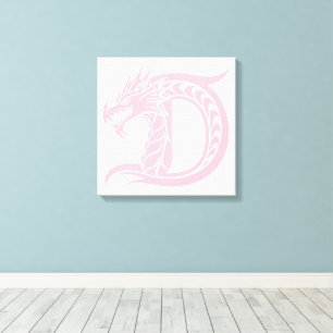 Dragon Styled Letter D, Dragon Alphabet, Monogram Canvas Print