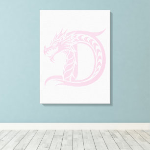 Dragon Styled Letter D, Dragon Alphabet, Monogram Canvas Print