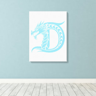 Dragon Styled Letter D, Dragon Alphabet, Monogram Canvas Print