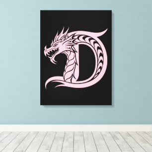 Dragon Styled Letter D, Dragon Alphabet, Monogram Canvas Print