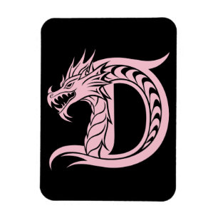 Dragon Styled Letter D, Dragon Alphabet, Monogram Magnet