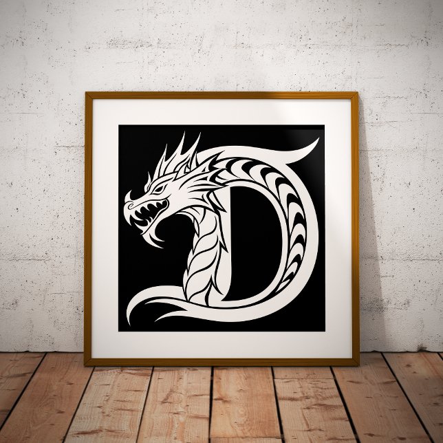 Dragon Styled Letter D, Dragon Alphabet, Monogram Poster (Creator Uploaded)