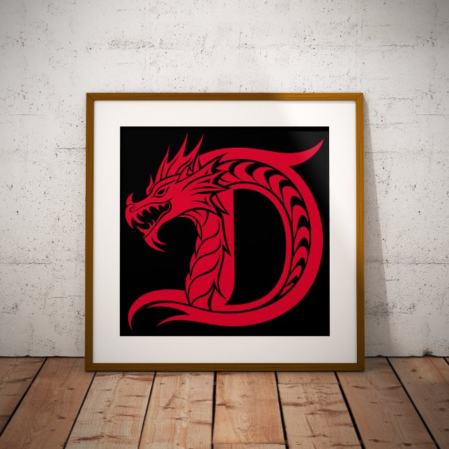 Dragon Styled Letter D, Dragon Alphabet, Monogram Poster (Creator Uploaded)