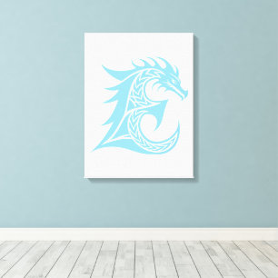 Dragon Styled Letter E, Dragon Alphabet, Monogram Canvas Print