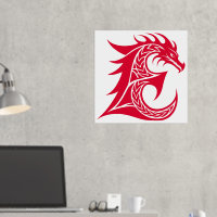 Dragon Styled Letter E, Dragon Alphabet, Monogram