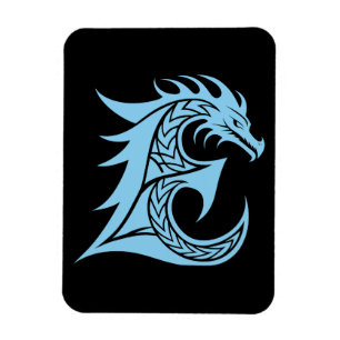 Dragon Styled Letter E, Dragon Alphabet, Monogram Magnet