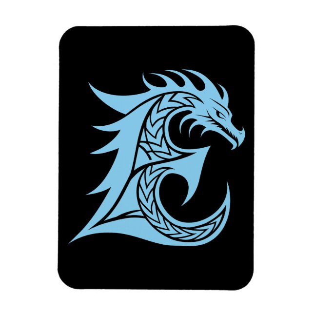 Dragon Styled Letter E, Dragon Alphabet, Monogram Magnet (Vertical)