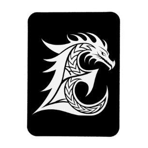 Dragon Styled Letter E, Dragon Alphabet, Monogram Magnet