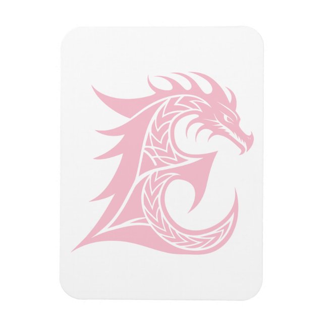 Dragon Styled Letter E, Dragon Alphabet, Monogram Magnet (Vertical)