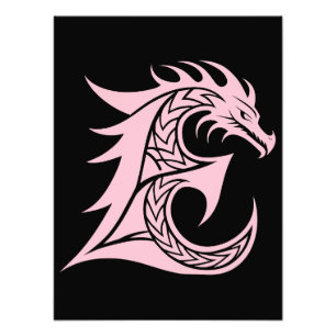 Dragon Styled Letter E, Dragon Alphabet, Monogram Photo Print