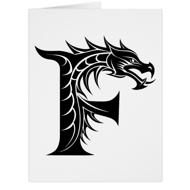 Dragon Styled Letter F, Dragon Alphabet, Monogram (Front)
