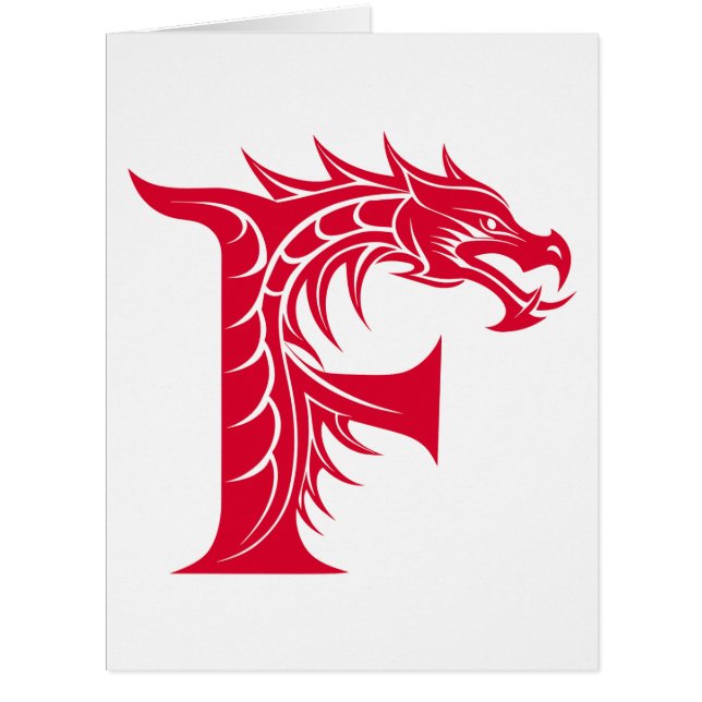 Dragon Styled Letter F, Dragon Alphabet, Monogram (Front)