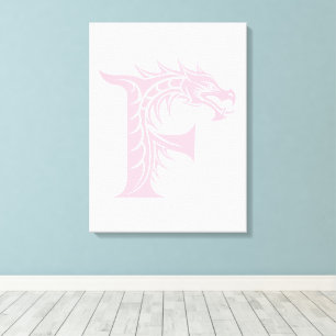Dragon Styled Letter F, Dragon Alphabet, Monogram Canvas Print
