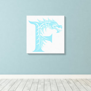 Dragon Styled Letter F, Dragon Alphabet, Monogram Canvas Print