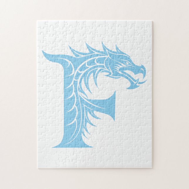 Dragon Styled Letter F, Dragon Alphabet, Monogram Jigsaw Puzzle (Vertical)