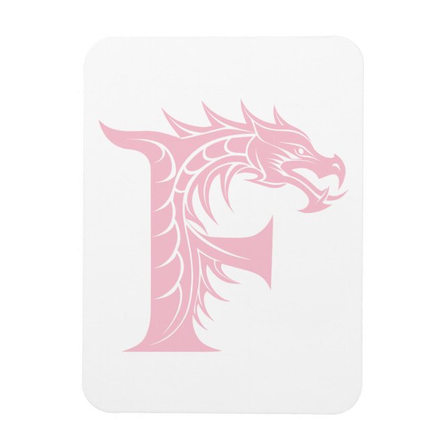 Dragon Styled Letter F, Dragon Alphabet, Monogram Magnet (Vertical)