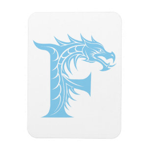 Dragon Styled Letter F, Dragon Alphabet, Monogram Magnet