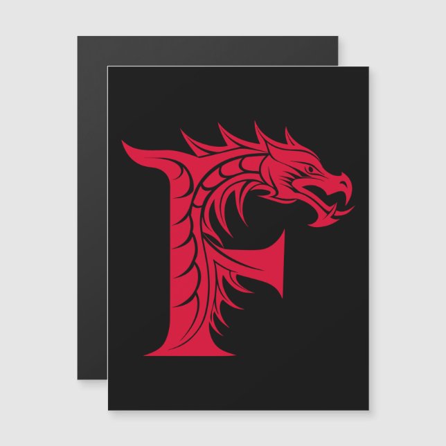 Dragon Styled Letter F, Dragon Alphabet, Monogram Magnetic Invitation (Front/Back)