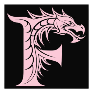 Dragon Styled Letter F, Dragon Alphabet, Monogram Photo Print