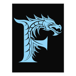 Dragon Styled Letter F, Dragon Alphabet, Monogram Photo Print