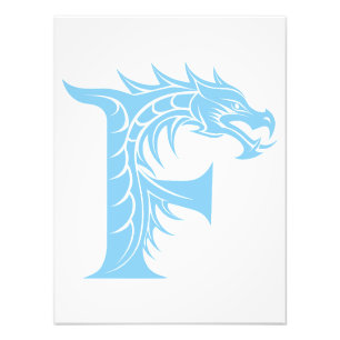 Dragon Styled Letter F, Dragon Alphabet, Monogram Photo Print