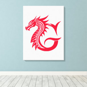 Dragon Styled Letter G, Dragon Alphabet, Monogram Canvas Print