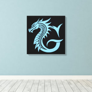 Dragon Styled Letter G, Dragon Alphabet, Monogram Canvas Print