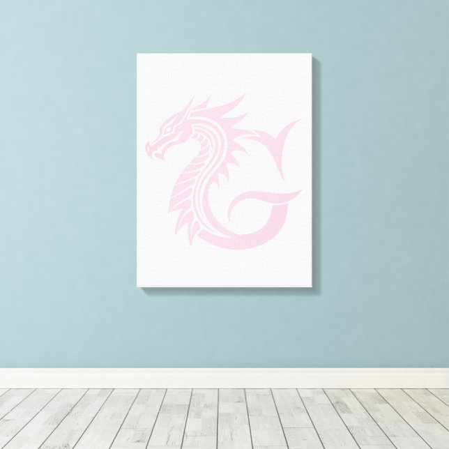 Dragon Styled Letter G, Dragon Alphabet, Monogram Canvas Print (Insitu(Wood Floor))