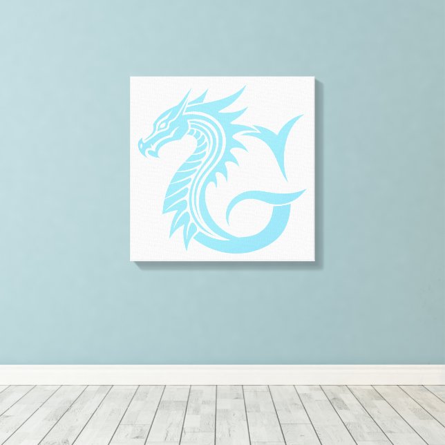 Dragon Styled Letter G, Dragon Alphabet, Monogram Canvas Print (Insitu(Wood Floor))