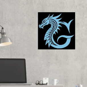 Dragon Styled Letter G, Dragon Alphabet, Monogram Foil Prints