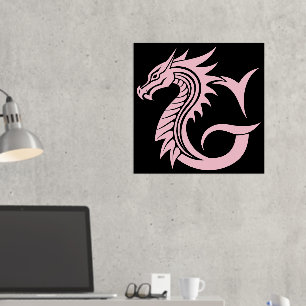 Dragon Styled Letter G, Dragon Alphabet, Monogram Foil Prints