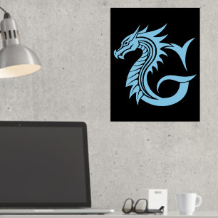 Dragon Styled Letter G, Dragon Alphabet, Monogram Foil Prints