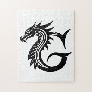 Dragon Styled Letter G, Dragon Alphabet, Monogram Jigsaw Puzzle