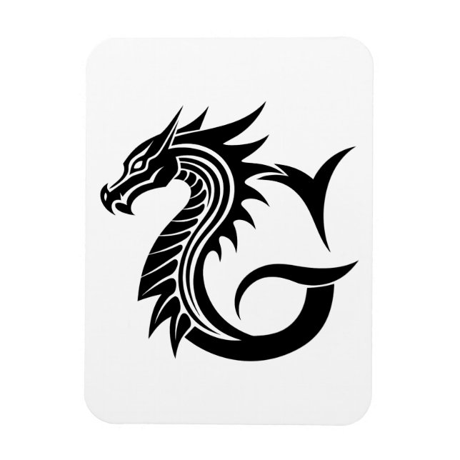 Dragon Styled Letter G, Dragon Alphabet, Monogram Magnet (Vertical)
