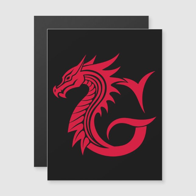 Dragon Styled Letter G, Dragon Alphabet, Monogram Magnetic Invitation (Front/Back)