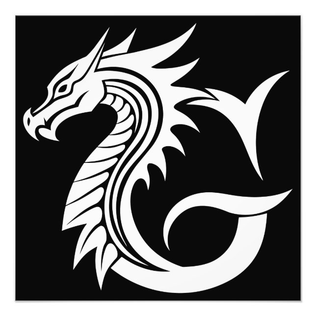 Dragon Styled Letter G, Dragon Alphabet, Monogram Photo Print (Front)