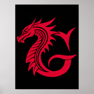 Dragon Styled Letter G, Dragon Alphabet, Monogram Poster