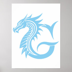 Dragon Styled Letter G, Dragon Alphabet, Monogram Poster