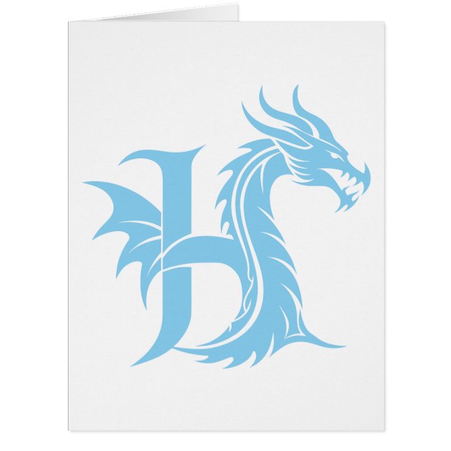 Dragon Styled Letter H, Dragon Alphabet, Monogram (Front)